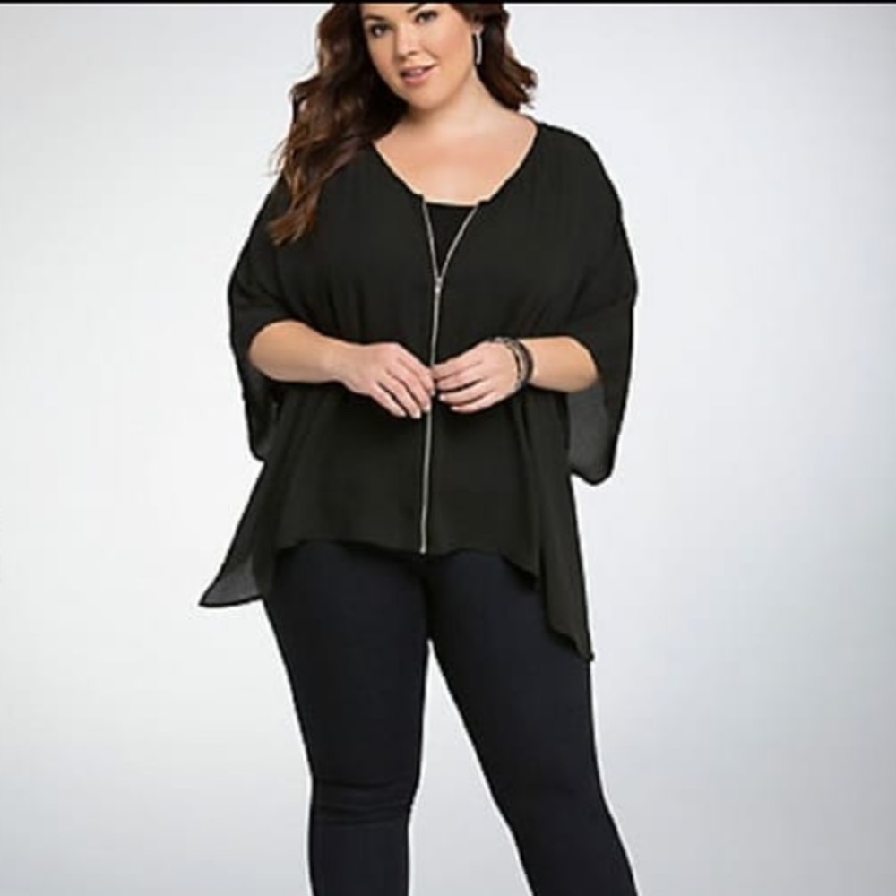 Torrid | Full zip sheer blouse - Picture 2 of 6